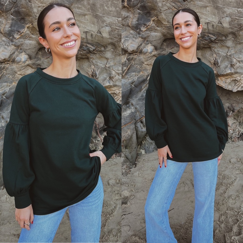 green pullover top
